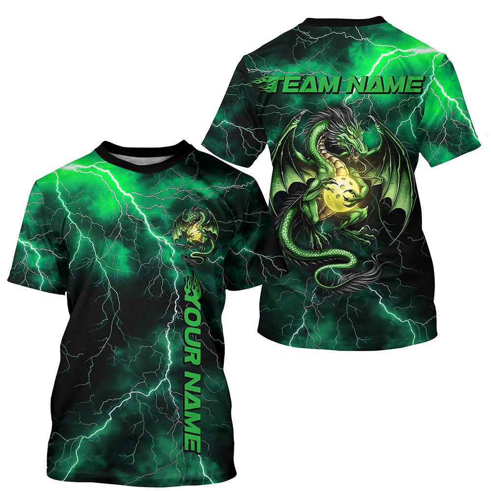 Green Thunder Lightning Custom Dragon Pickleball T-Shirts For Men, Pickleball Team Outfit Green Thunder Lightning Custom Dragon Pickleball T-Shirts For Men, Pickleball Team Outfit