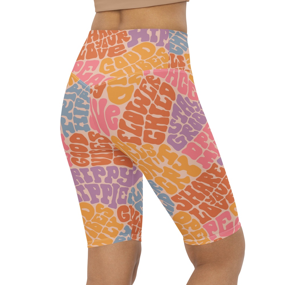 Groovy Hippie Biker Shorts, Biker Shorts For Mom, Shorts Mother’s Day, Mother Day Gift