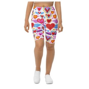 Heart Pattern Biker Shorts, Biker Shorts For&hellip;