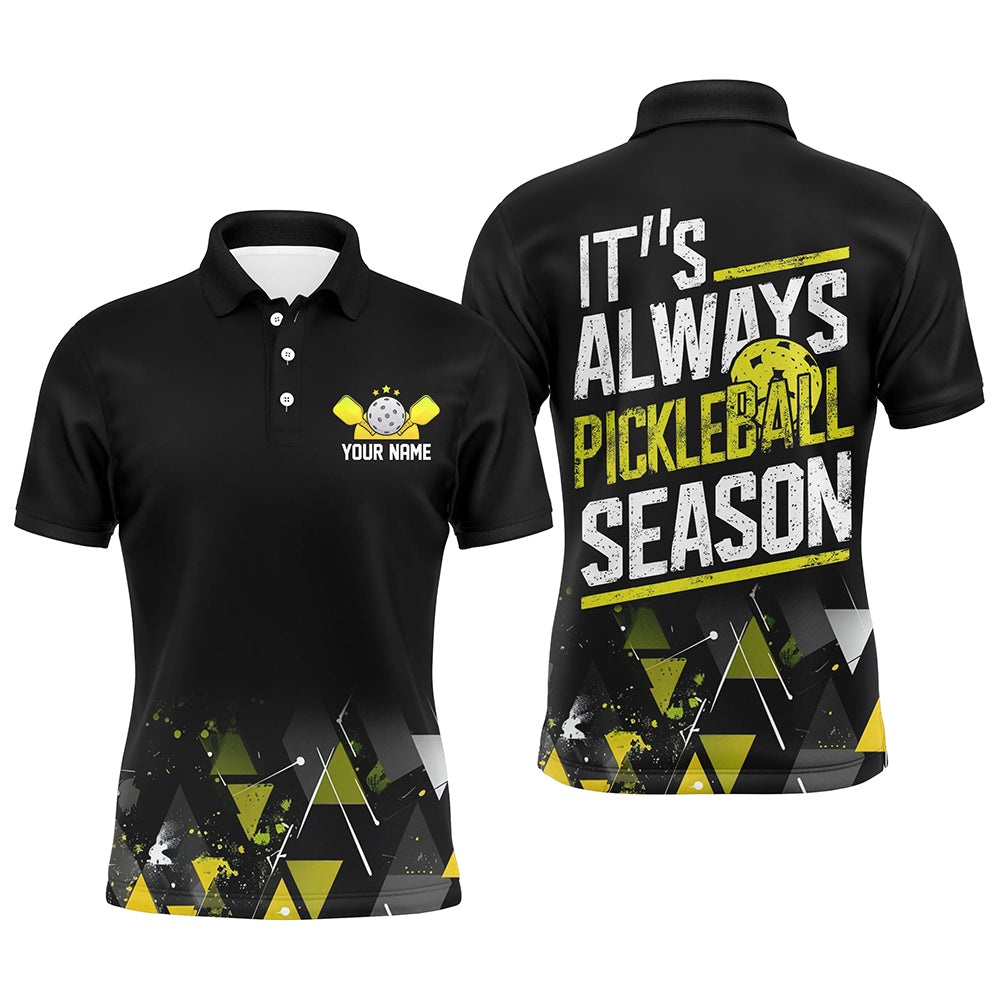 It’s Always Pickleball Season Men’s Pickleball Outfits Custom Pickleball Team Uniform Yellow, Pickleball Polo Shirts