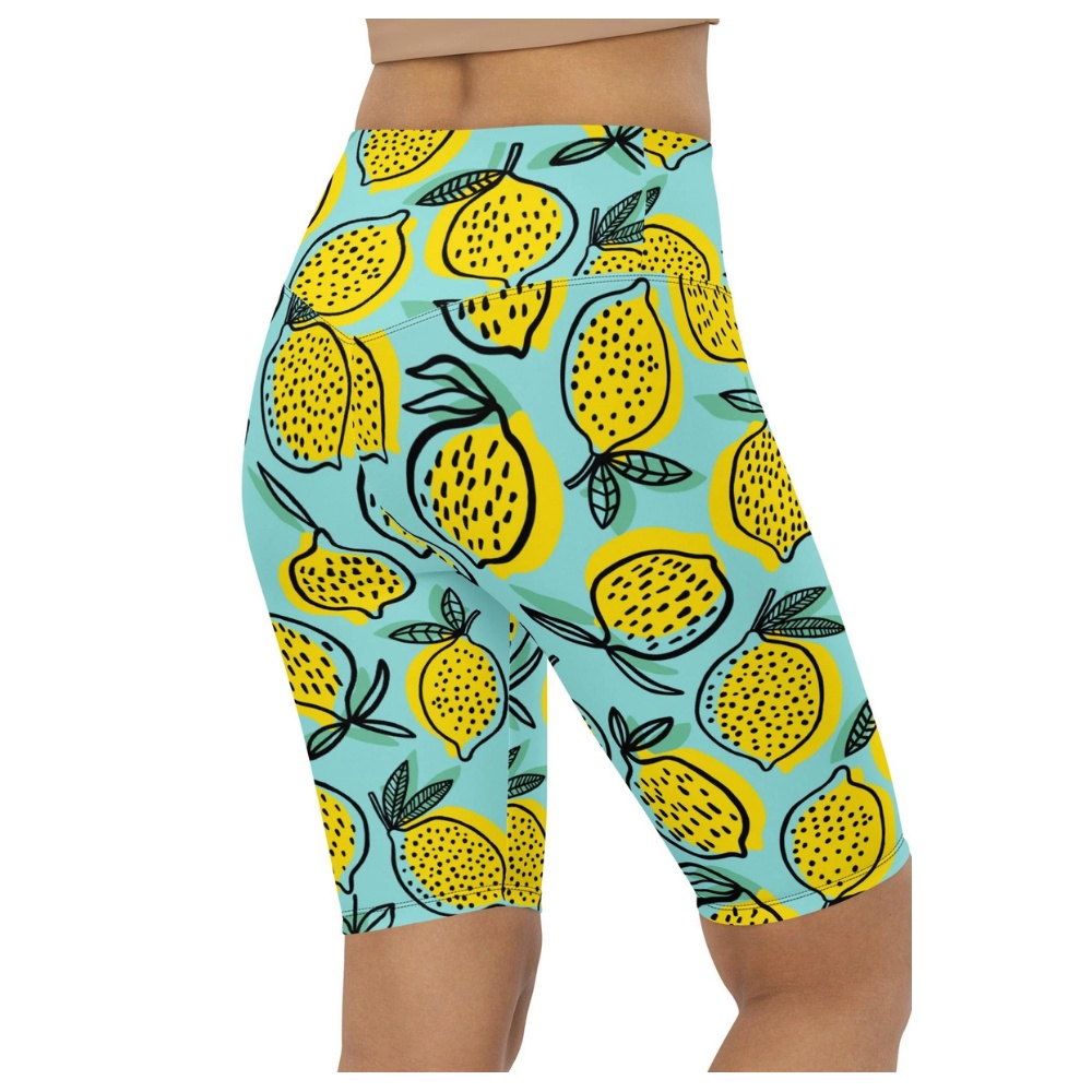 Lemon Pattern Biker Shorts, Biker Shorts For Mom, Shorts Mother’s Day, Mother Day Gift