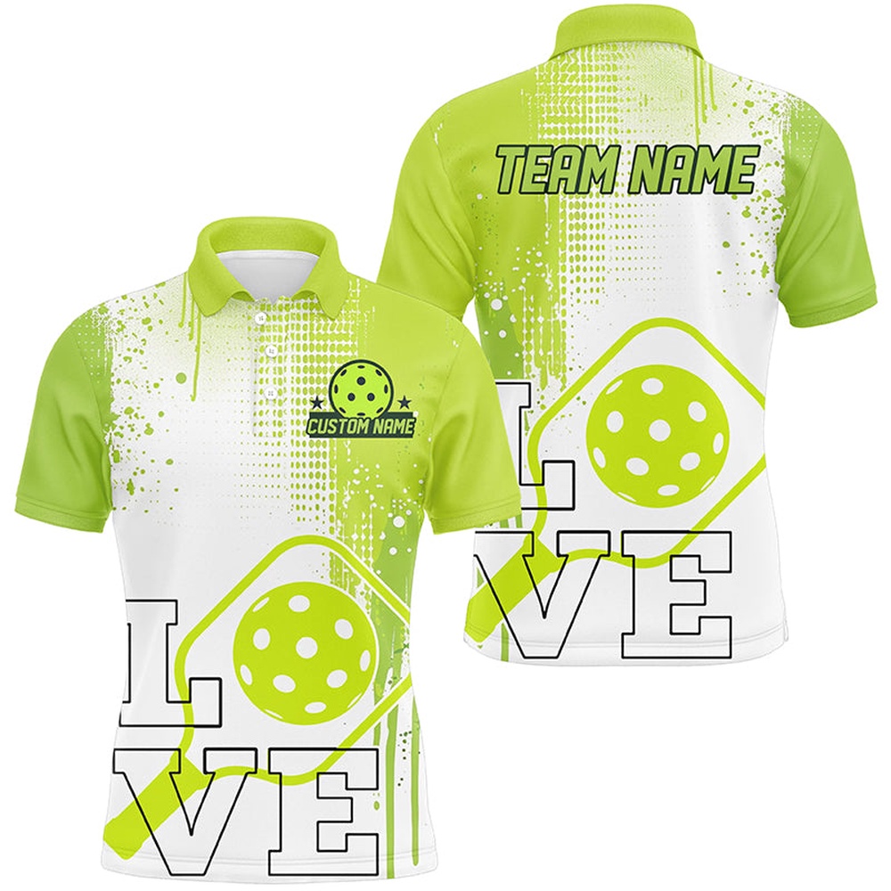 Multi-Color Love Pickleball Shirts For Team, Custom Pickleball Polo Shirts With Player’s Name And Team’s Name, Pickleball Polo Shirts