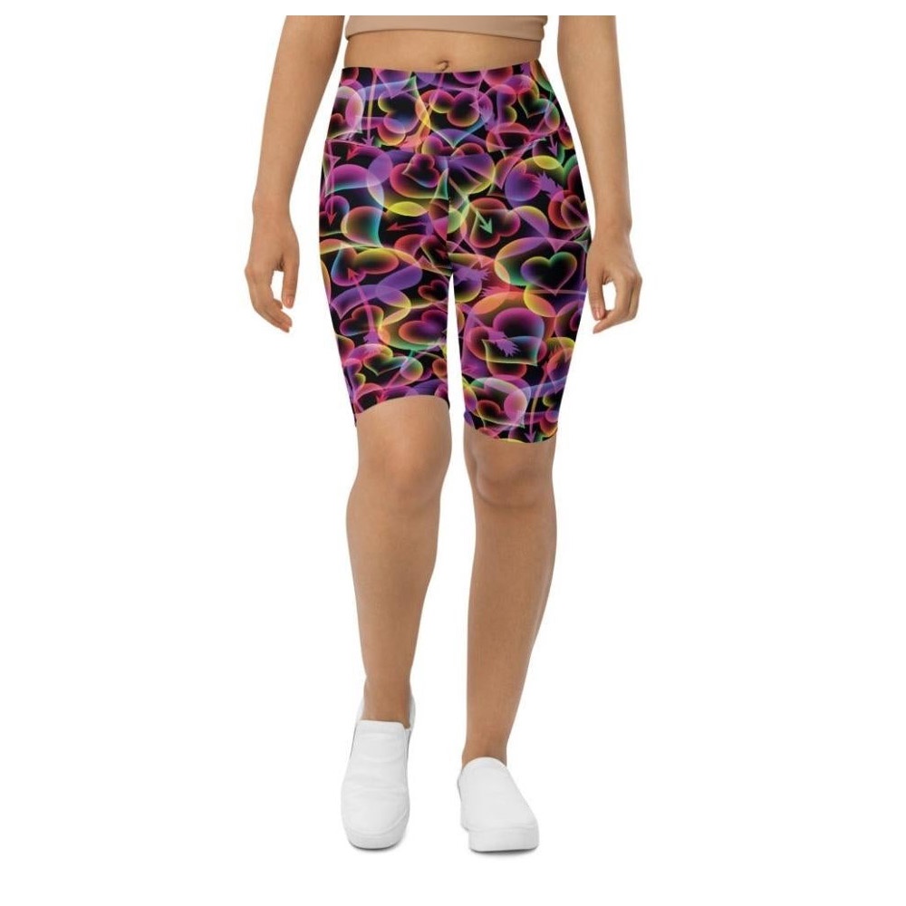 Neon Heart Biker Shorts, Biker Shorts For Mom, Shorts Mother’s Day, Mother Day Gift