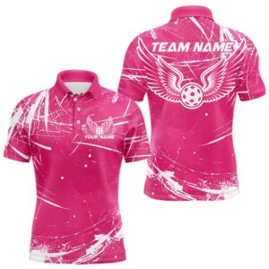 Pink And White Custom Pickleball Wings Polo&hellip;