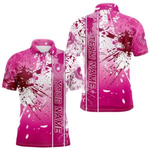 Pink And White Splatter Custom Pickleball Polo&hellip;