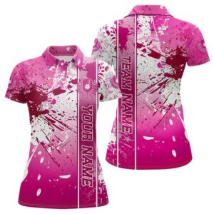 Pink And White Splatter Custom Pickleball Polo&hellip;
