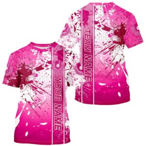 Pink And White Splatter Custom Pickleball T-Shirts&hellip;