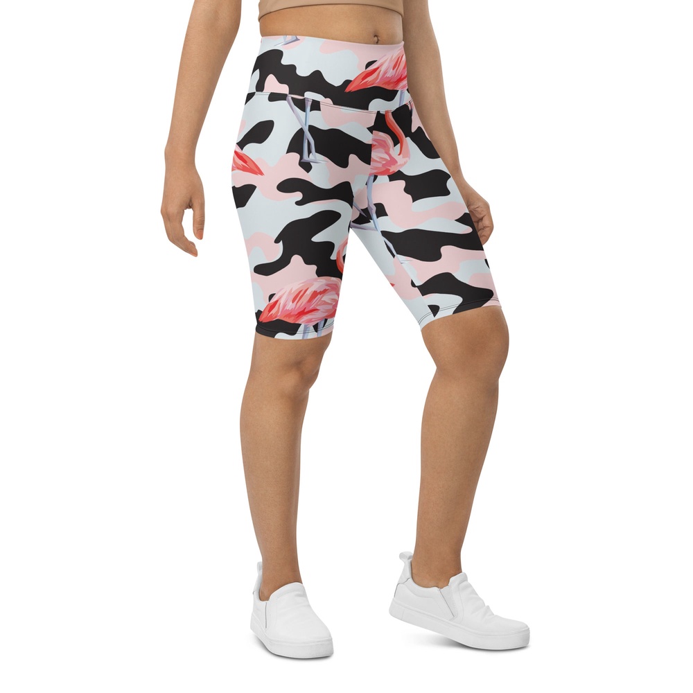 Pink Flamingo Camo Biker Shorts, Biker Shorts For Mom, Shorts Mother’s Day, Mother Day Gift