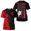 Red Thin Line American Flag Custom US Pickleball T-Shirts For Men, Patriotic Pickleball Team Uniform
