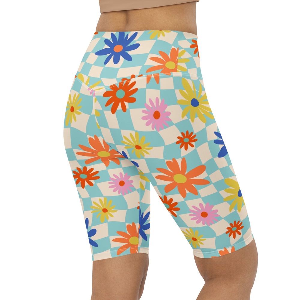 Retro Daisy Biker Shorts, Biker Shorts For Mom, Shorts Mother’s Day, Mother Day Gift
