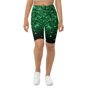 St. Patrick’s Day Glitter Print Biker Shorts,&hellip;