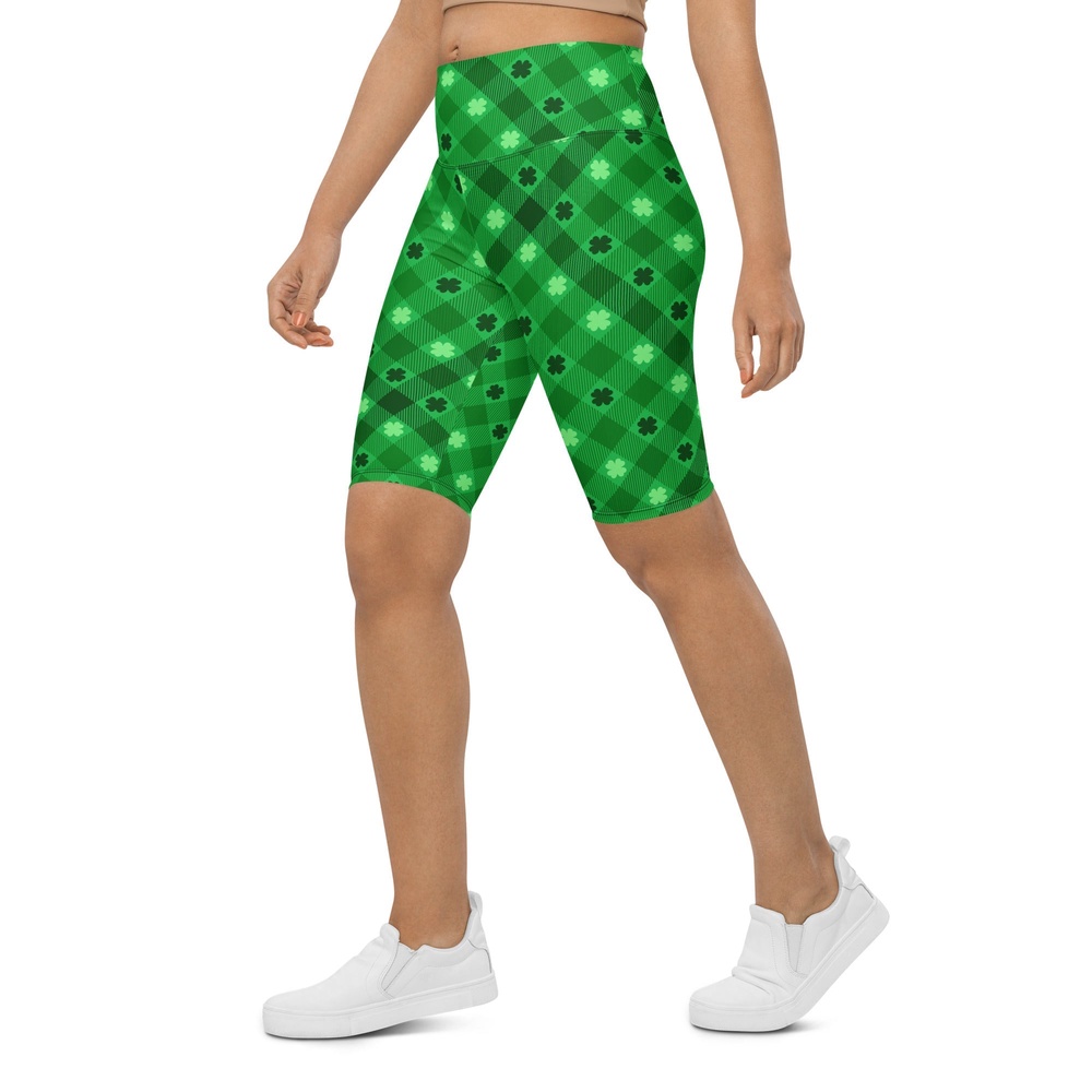 St. Patrick’s Day Plaid Biker Shorts, Biker Shorts For Mom, Shorts Mother’s Day, Mother Day Gift