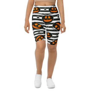 Striped Jack O’lanterns Biker Shorts, Biker Shorts&hellip;