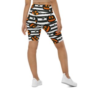Striped Jack O’lanterns Biker Shorts, Biker Shorts&hellip;