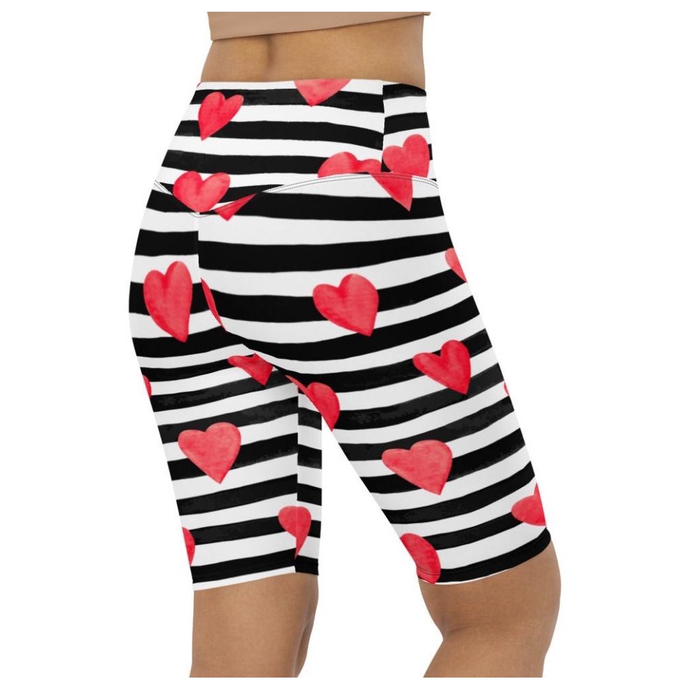 Stripes & Hearts Biker Shorts, Biker Shorts For Mom, Shorts Mother’s Day, Mother Day Gift