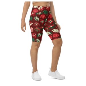 Ugly Christmas Sweater Pattern Biker Shorts, Biker&hellip;