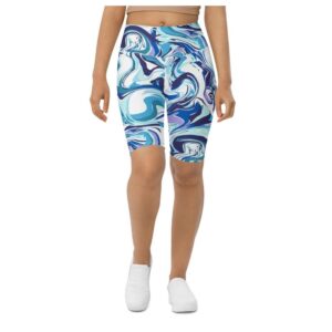 Vibrant Blue Marble Biker Shorts, Biker Shorts&hellip;