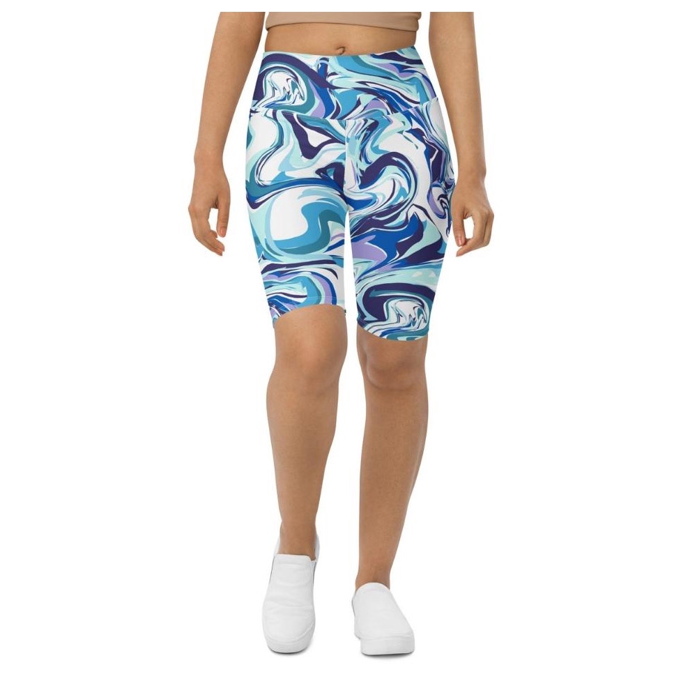 Vibrant Blue Marble Biker Shorts, Biker Shorts For Mom, Shorts Mother’s Day, Mother Day Gift