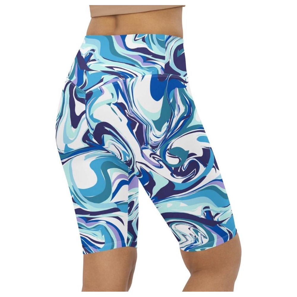 Vibrant Blue Marble Biker Shorts, Biker Shorts For Mom, Shorts Mother’s Day, Mother Day Gift