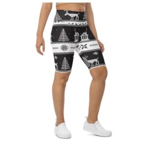 Vintage Black & White Christmas Biker Shorts,&hellip;