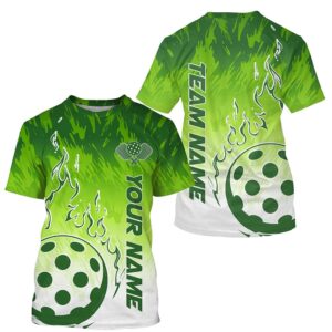 White And Green Custom Flame Pickleball T-Shirts&hellip;