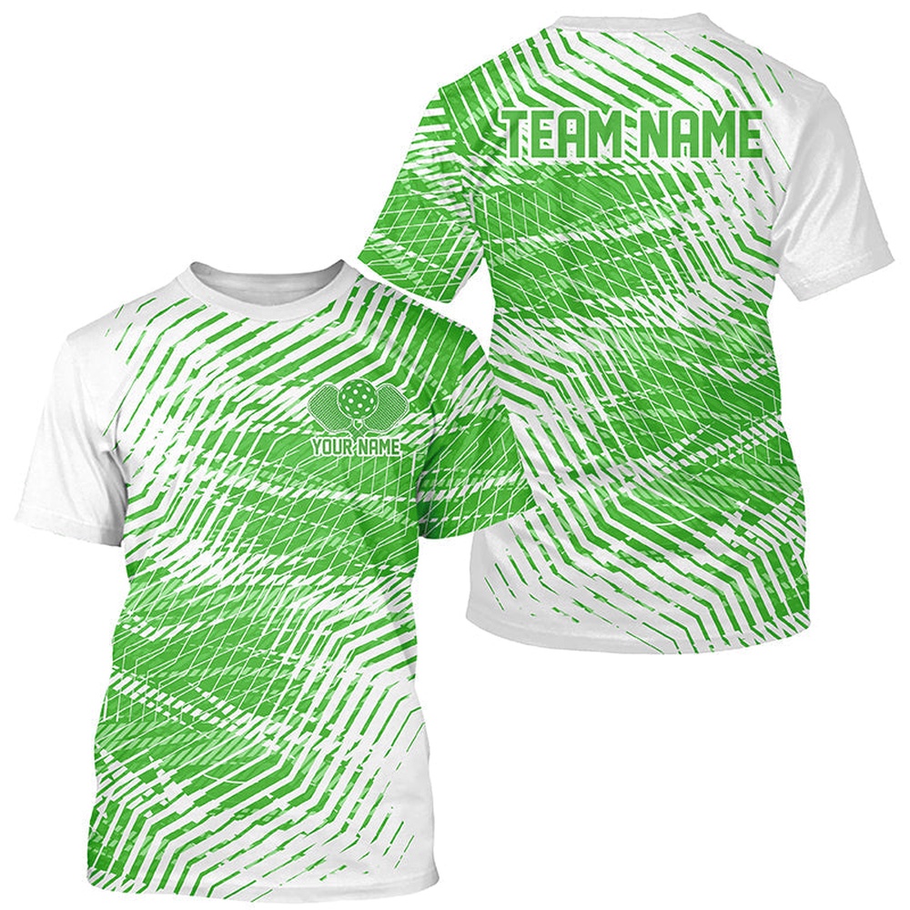 White And Green Custom Pickleball T-Shirts For Men, Pickleball Team Shirt Pickleball Clothing