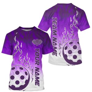 White And Purple Custom Flame Pickleball T-Shirts&hellip;