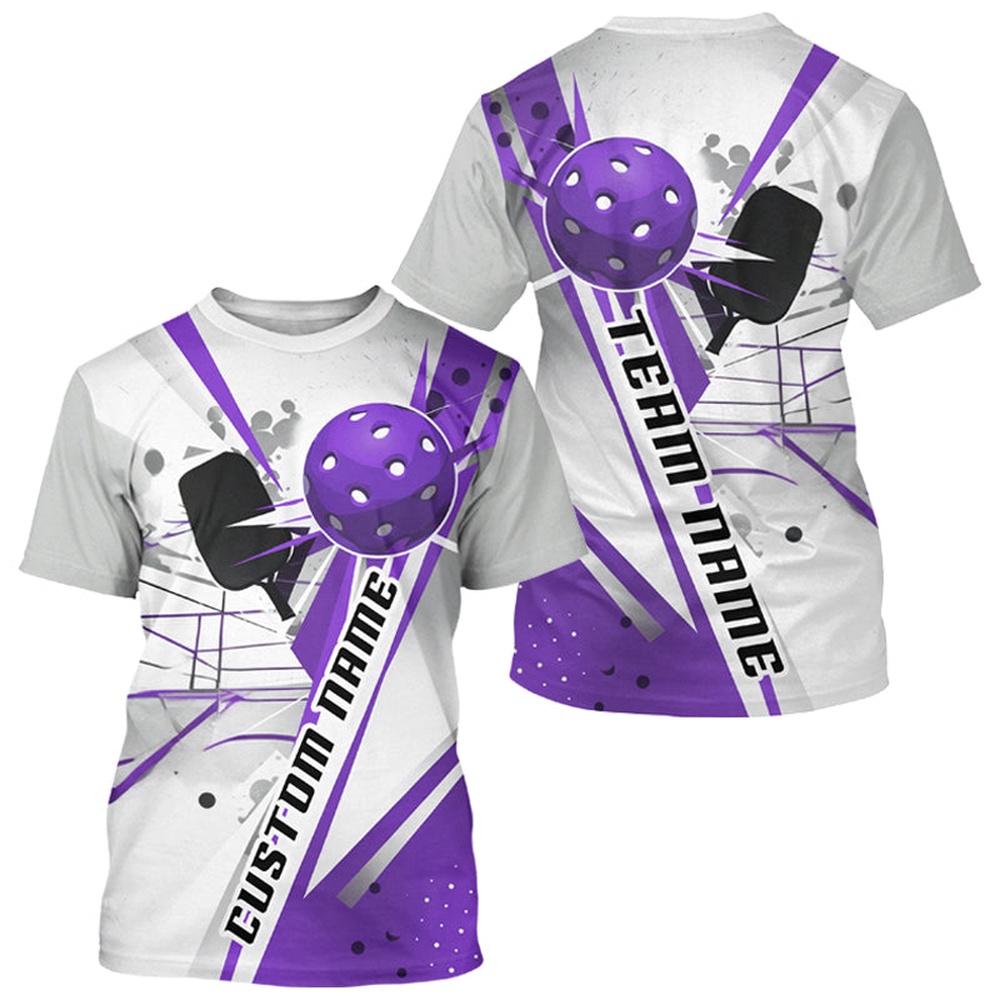 White And Purple Custom Pickleball T-Shirts For Men And Women, Pickleball Team Shirt Pickleball Tournament Outfit