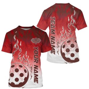 White And Red Custom Flame Pickleball T-Shirts&hellip;
