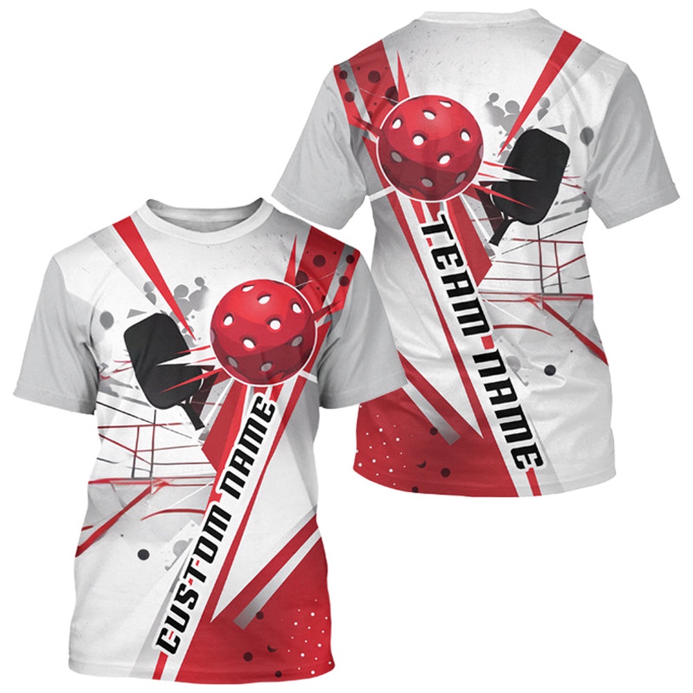 White And Red Custom Pickleball T-Shirts For Men And Women, Pickleball Team Shirt Pickleball Tournament Outfit