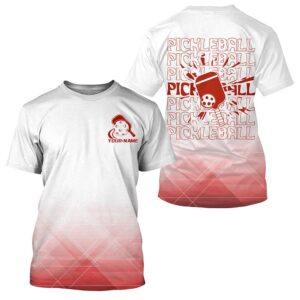 White And Red Custom Pickleball T-Shirts For&hellip;
