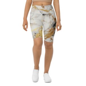 White & Gold Marble Biker Shorts, Biker&hellip;