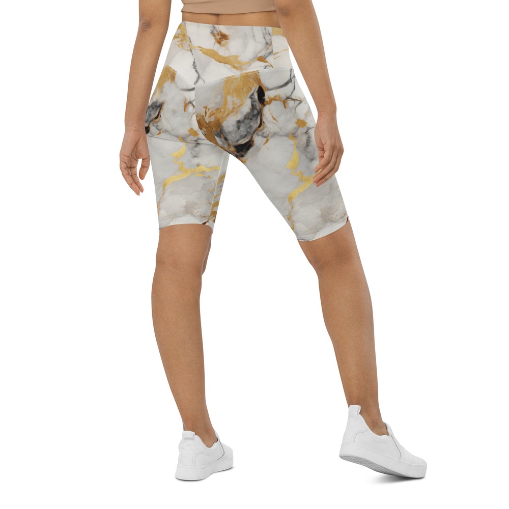 White & Gold Marble Biker Shorts, Biker Shorts For Mom, Shorts Mother’s Day, Mother Day Gift