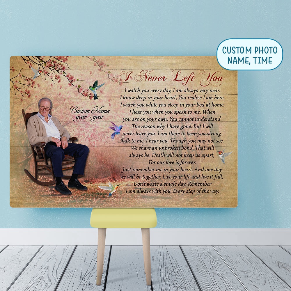 Custom Memorial Canvas, I Never Left You, Bereavement Gift Loss Loved One, In Memory Of Mom Dad Son, Wall Art Poster Canvas For Mom