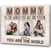 Everything We Are Is Because Of You Custom Photo Canvas, Personalized Canvas Mother’s Day Gifts For Mom