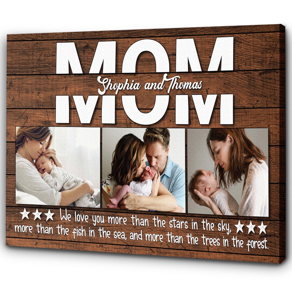 Personalized Mom Canvas Custom Mom Photo Collage Mom Gift, Gift For Her On Mothers Day Christmas, Wall Art Poster Canvas For Mom
