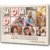 Personalized Mom Canvas Love Begins With Mom Photo Collage Wall Art Mother’s Day Gift For Mom, Wall Art Poster Canvas For Mom