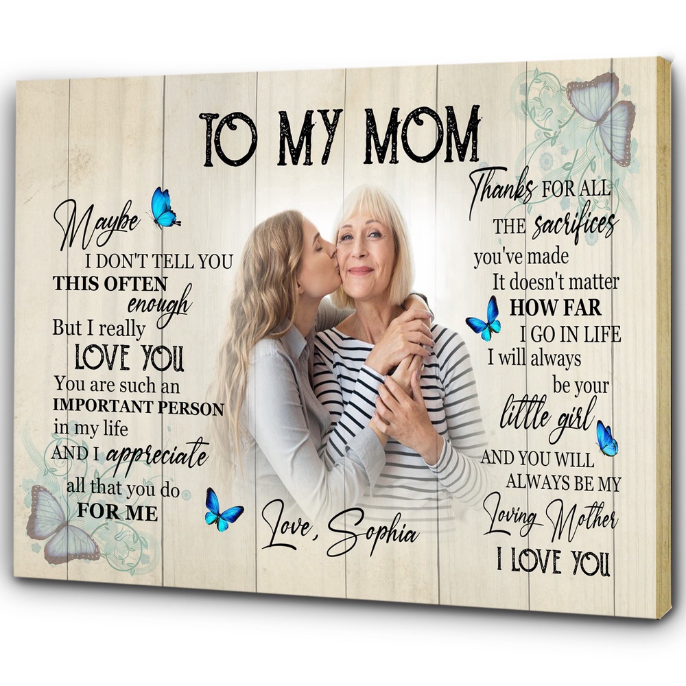 Personalized Mom Canvas, To My Mom Mother’s Day Butterfly Gift, Thoughtful Gift I Love You Mom, Wall Art Poster Canvas For Mom Personalized Mom Canvas, To My Mom Mother’s Day Butterfly Gift, Thoughtful Gift I Love You Mom, Wall Art Poster Canvas For Mom