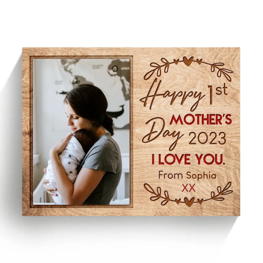 Personalized Photo Happy First Mothers Day Wall Art Poster Canvas, Personalized Canvas Mother’s Day Gifts For Mom