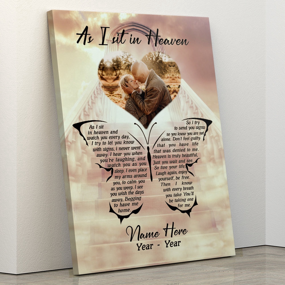 Personalized Photo Remembrance Canvas, As I Sit In Heaven, Memorial Gift For Loss Loved Ones, Wall Art Poster Canvas For Mom