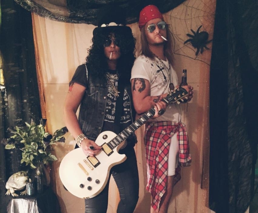 One of the most recognizable elements of a Guns N Roses costume is the leather jacket or vest One of the most recognizable elements of a Guns N Roses costume is the leather jacket or vest