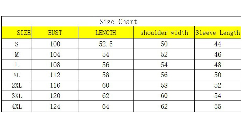 Denim Jacket Size Chart