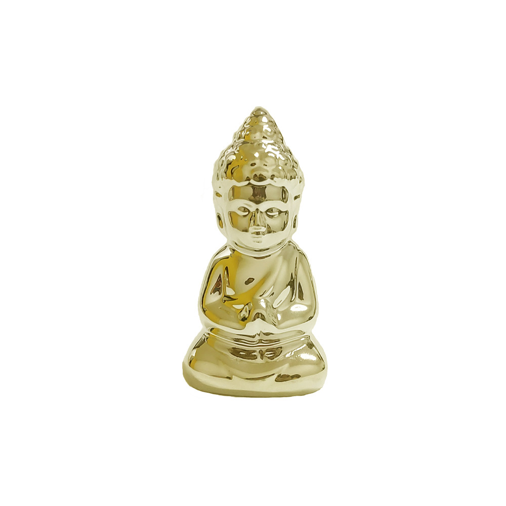 Enfeite em Cerâmica Buda Grande Dourado - 9cm