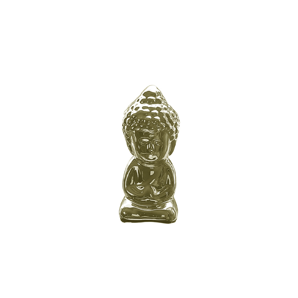 Enfeite em Cerâmica Buda Pequeno Dourado - 7cm