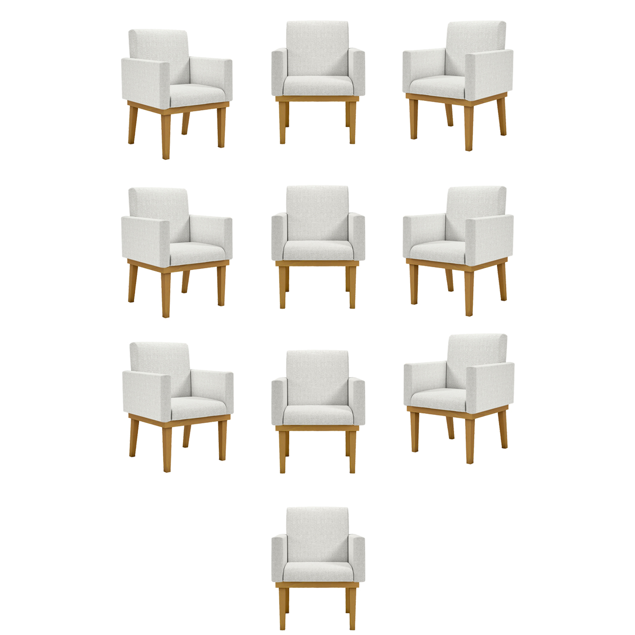 Kit 10 Cadeiras Decorativa Reforçada Oferta Balaqui Linho