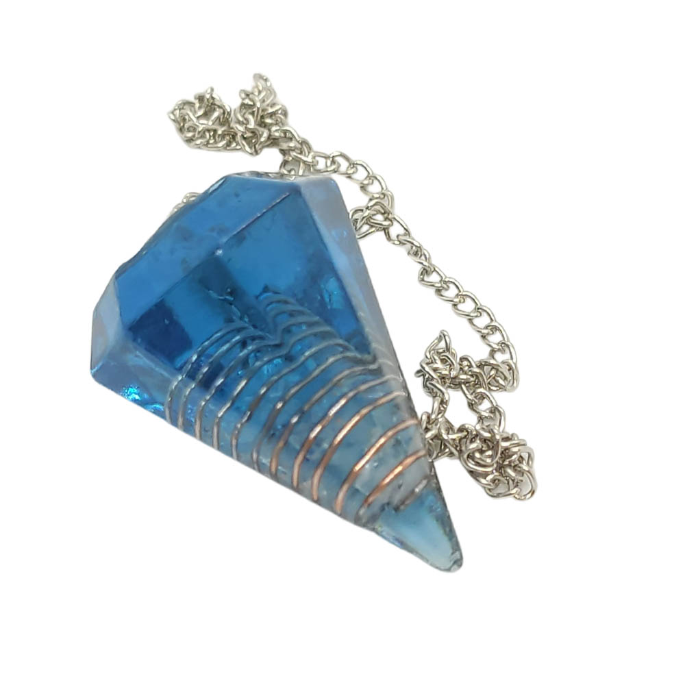 Orgonite Pêndulo Raio Azul - Cristal Purificação
