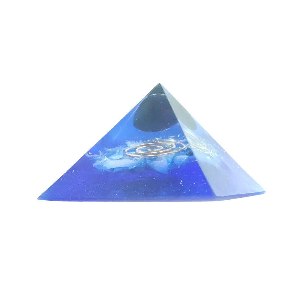 Orgonite Pirâmide Azul com Pedra Estrela - Conhecimento e Espiritualidade