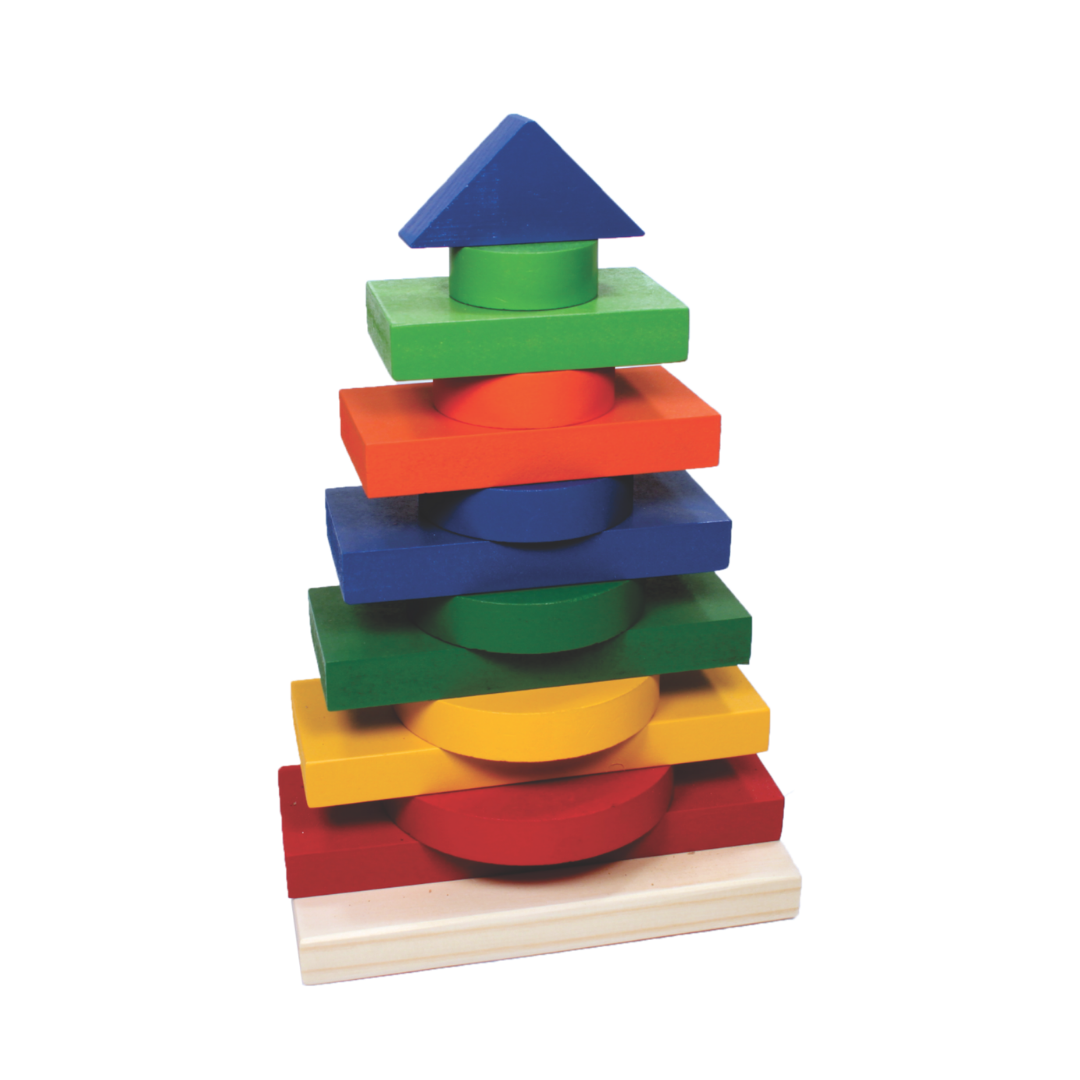 Torre Multiformas - Brinquedo Educativo de Madeira 13 Peças