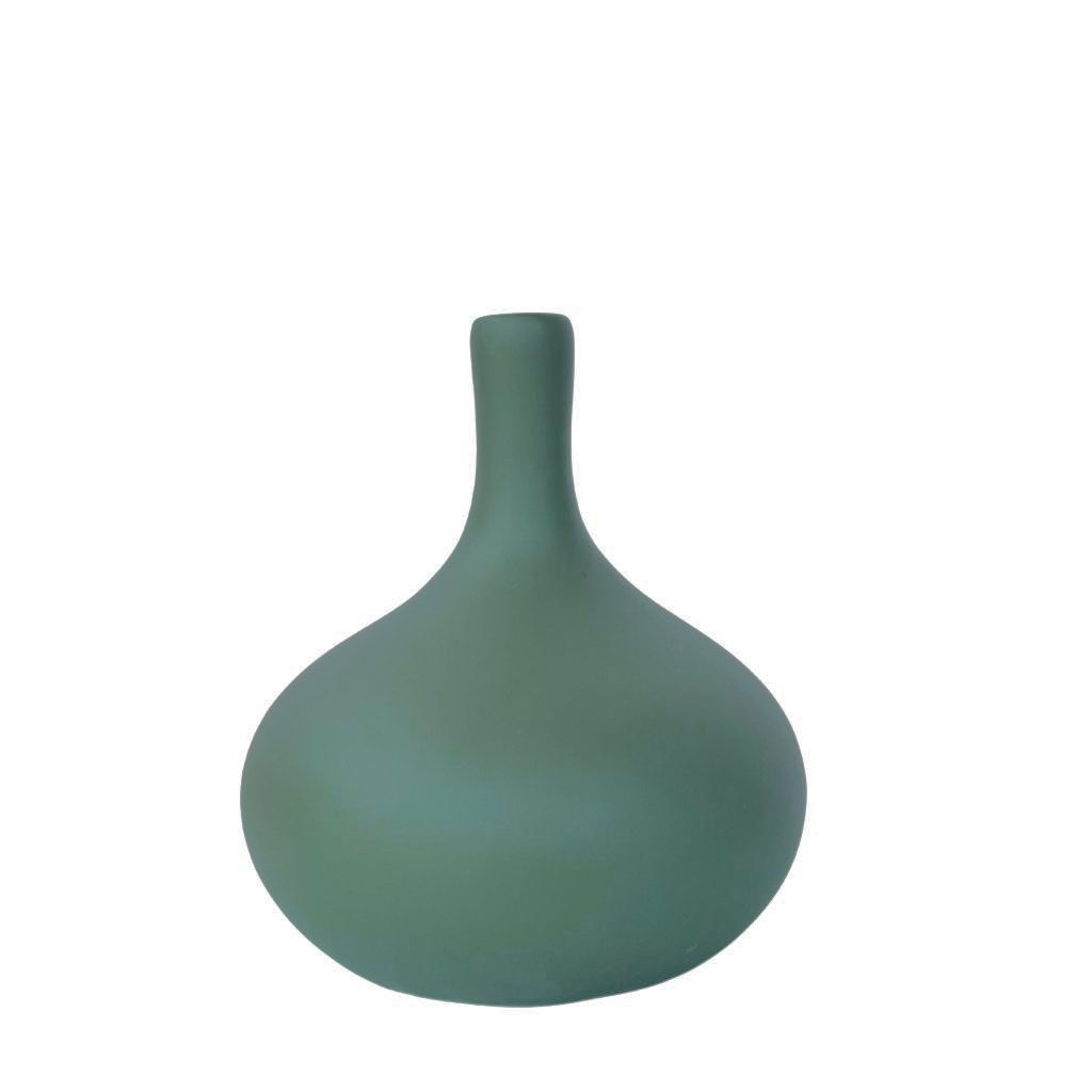 Vaso garrafa verde moderno aladim cerâmico enfeite para mesa