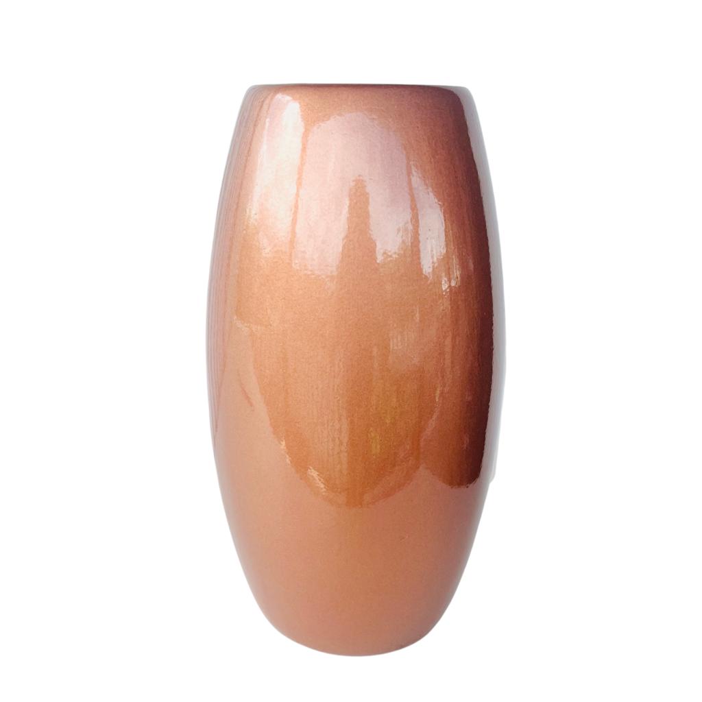 Vaso médio na cor cobre de cerâmica liso centro de mesa